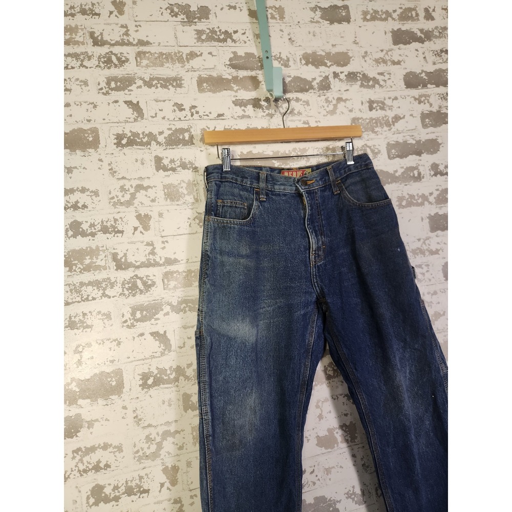 BERNE Mens Carpenter Jeans Size 30x30 Blue Denim Red Flannel Lined Workwear Pant - Picture 4 of 16